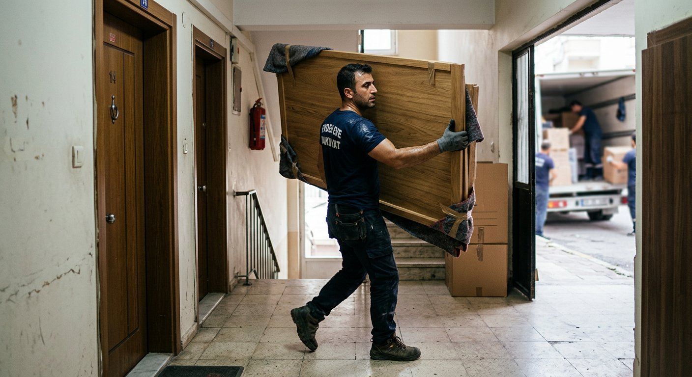 Ahsap dolabi kapi esiginden guvenle cikarma - Villa Taşıma