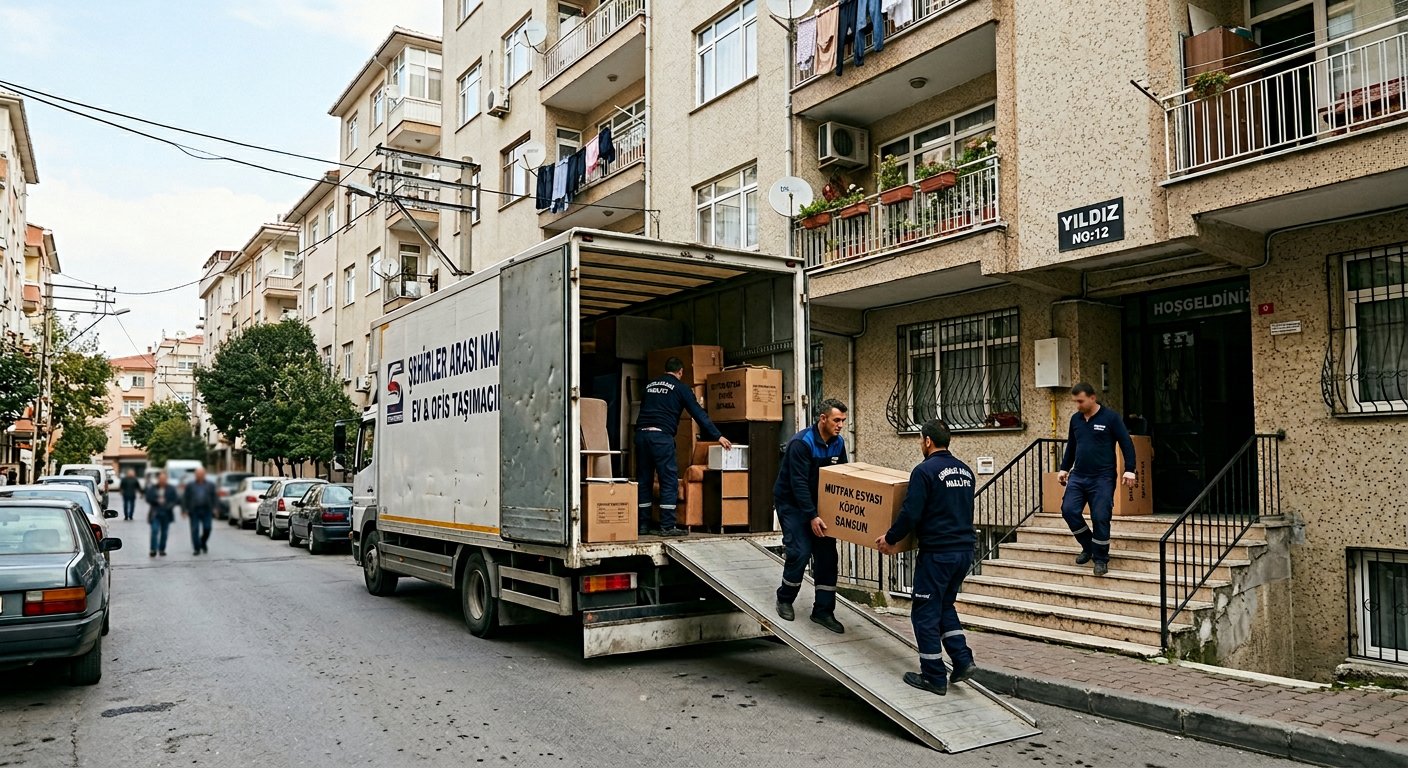 Apartman sokaginda ekipli esya toplama - Eşya Paketleme