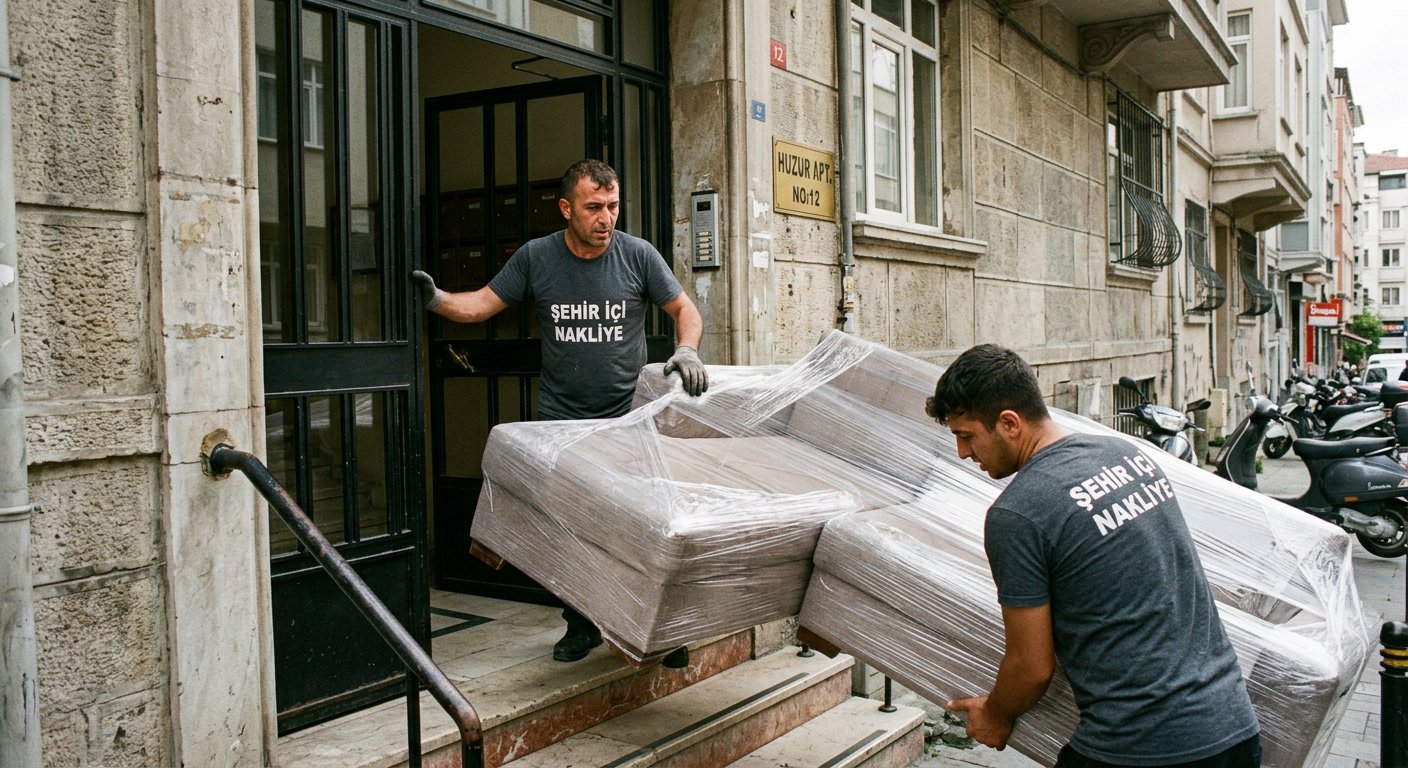 Bina girisinden ortulu koltuk cikarma - Yatak ve Baza Taşıma