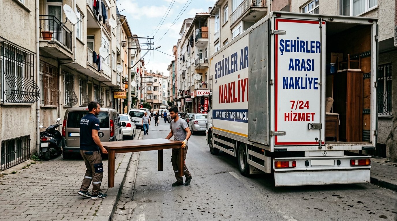 Cadde kenarinda masa ve koli sevkiyati - Parça Eşya Taşıma