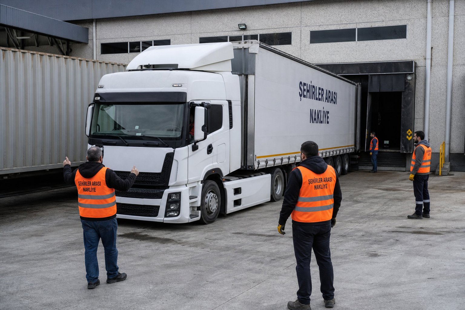 Depo sahasinda uzun yol kamyonu sevkiyat hazirligi - Koli Taşıma