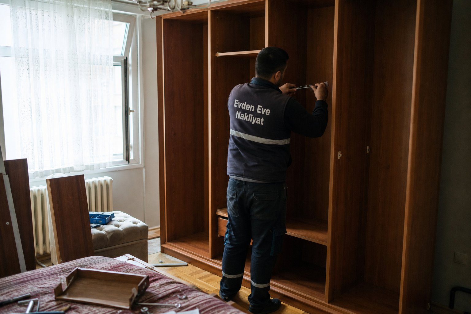 Genis gardirop icinde son kontrol ve sabitleme - Villa Taşıma