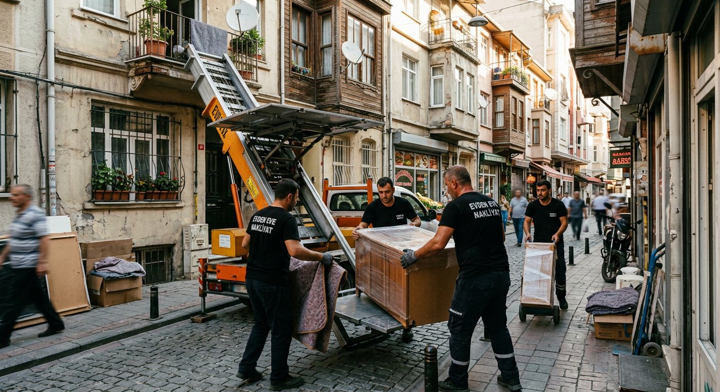 Kalabalik sokakta kapsamli evden eve nakliyat - Site İçi Taşıma
